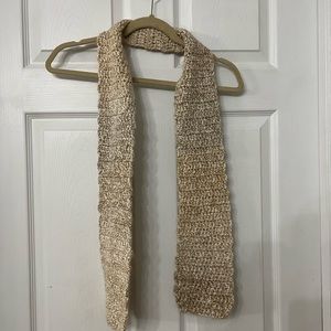 Tan/cream crocheted scarf one size